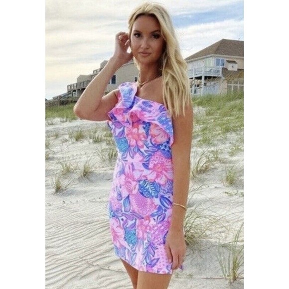 Lilly Pulitzer Kipton Romper Womens Size 4 Pink Isle Snappy Turtle NWT $218 - Picture 3 of 13